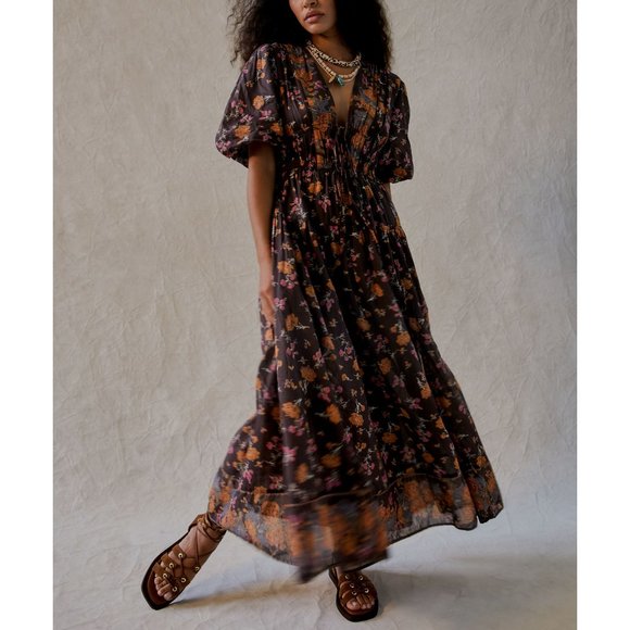 🎉LAST CHANCE🎉 FREE PEOPLE Lysette Maxi Dress / Chocolate Combo - Picture 5 of 10